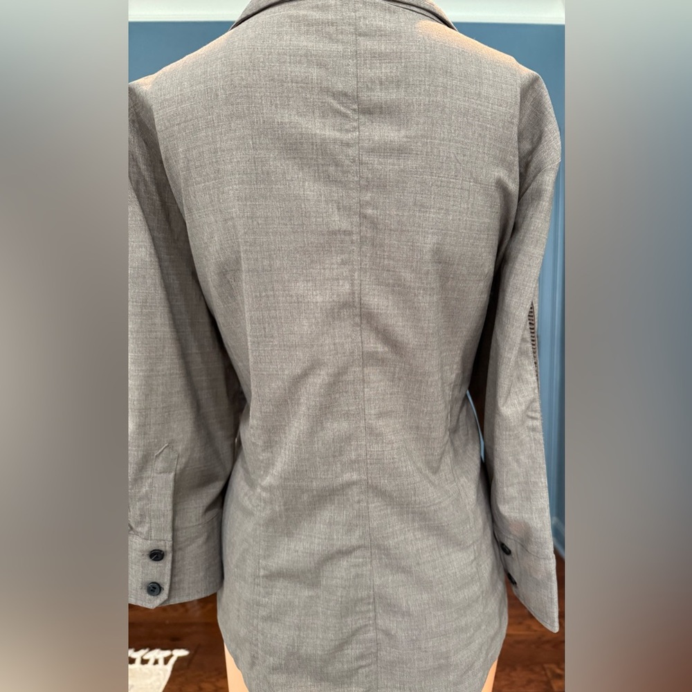 Worth Wool Blend Button Shirt Top Taupe 3/4 Sleeve Womens 14 - Picture 6 of 9